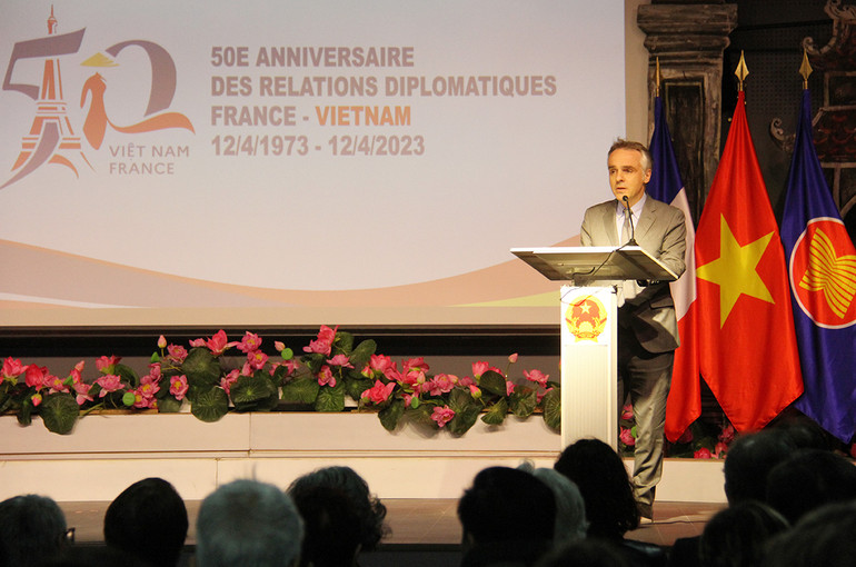 Ông Benoît Guidée: Các hoạt động giao lưu, kỷ niệm là những minh chứng cho sự phong phú và đa dạng của quan hệ giữa hai nước. (Ảnh: Khải Hoàn)