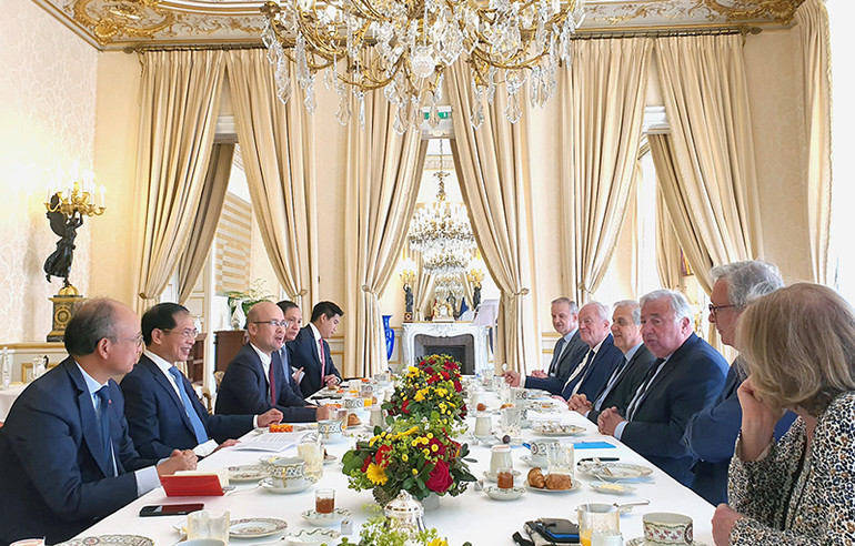 Lãnh đạo Thượng viện Pháp tiếp Bộ trưởng Ngoại giao Bùi Thanh Sơn. (Ảnh: Minh Duy)