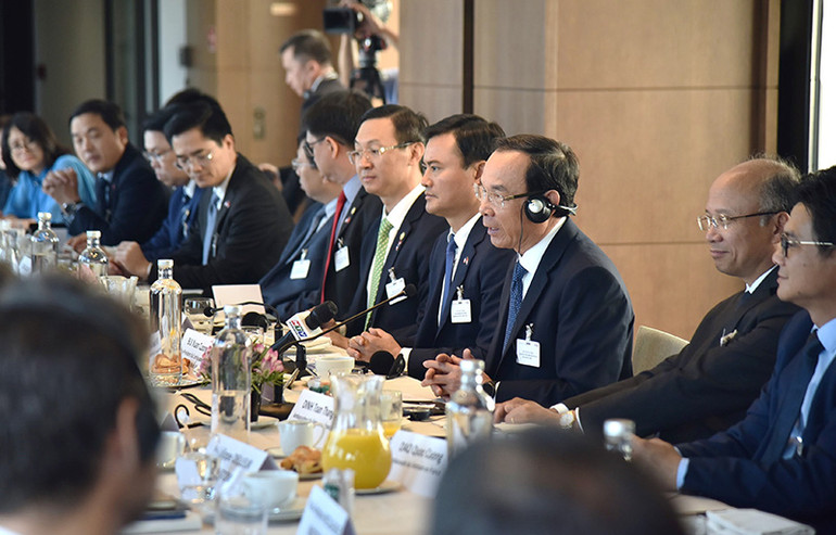 Bí thư Thành ủy Nguyễn Văn Nên khẳng định Thành phố Hồ Chí Minh sẽ nỗ lực cải thiện môi trường đầu tư để chào đón các doanh nghiệp của Pháp đến đầu tư, kinh doanh. (Ảnh: Minh Duy)