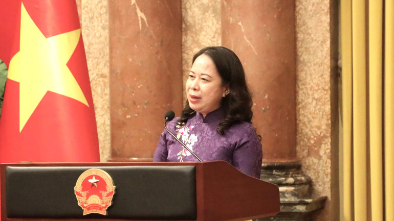 Phó Chủ tịch nước Võ Thị Ánh Xuân phát biểu tại buổi gặp mặt. Phó Chủ tịch nước Võ Thị Ánh Xuân phát biểu tại buổi gặp mặt.