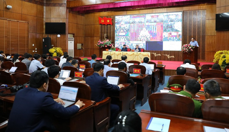 Đại biểu dự Hội nghị tại điểm cầu trung tâm tỉnh Điện Biên.