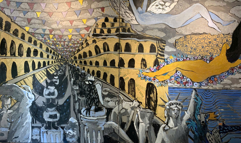 "Còn lại gì?", kích thước 180x300cm, chất liệu sơn dầu trên toan.