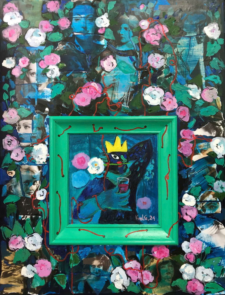 "Dưới bóng phù dung", kích thước 132x99cm, chất liệu sơn dầu.