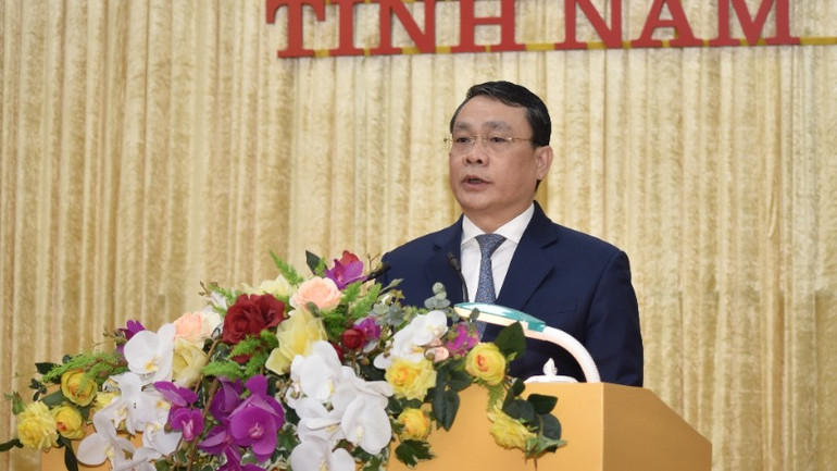 Đồng chí Bí thư Tỉnh ủy Nam Định Đặng Khánh Toàn phát biểu tại hội nghị. (Ảnh: XUÂN TRƯỜNG) Đồng chí Bí thư Tỉnh ủy Nam Định Đặng Khánh Toàn phát biểu tại hội nghị. (Ảnh: XUÂN TRƯỜNG)