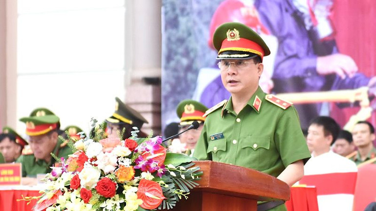 Trung tướng Nguyễn Tuấn Anh, Cục trưởng Cục Cảnh sát Phòng cháy, chữa cháy và cứu nạn, cứu hộ (Bộ Công an) phát biểu tại hội thi. Trung tướng Nguyễn Tuấn Anh, Cục trưởng Cục Cảnh sát Phòng cháy, chữa cháy và cứu nạn, cứu hộ (Bộ Công an) phát biểu tại hội thi.