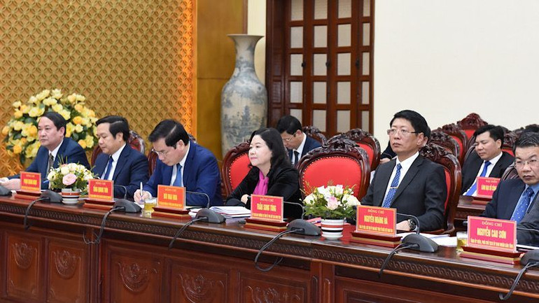 Đại biểu tỉnh Ninh Bình dự hội đàm. (Ảnh: XUÂN TRƯỜNG)