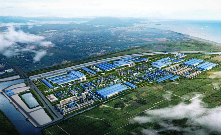 Phối cảnh Tổ hợp dự án sản xuất Thép xanh của Tập đoàn Xuân Thiện tại Nam Định, có tổng mức đầu tư là 98.900 tỷ đồng.