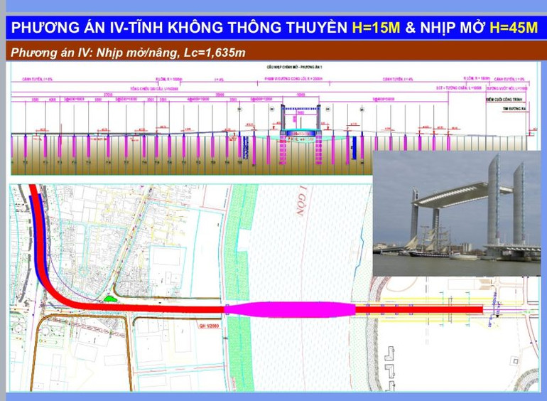 Theo phương án được đồng tình, cầu Thủ Thiêm 4 có thiết kế tĩnh không thông thuyền đến 45m. Theo phương án được đồng tình, cầu Thủ Thiêm 4 có thiết kế tĩnh không thông thuyền đến 45m.