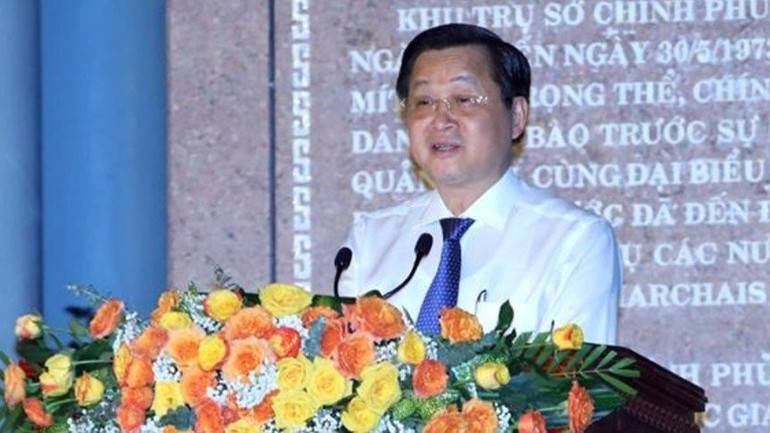 Phó Thủ tướng Lê Minh Khái phát biểu tại buổi lễ. (Ảnh: QUANG HUY)