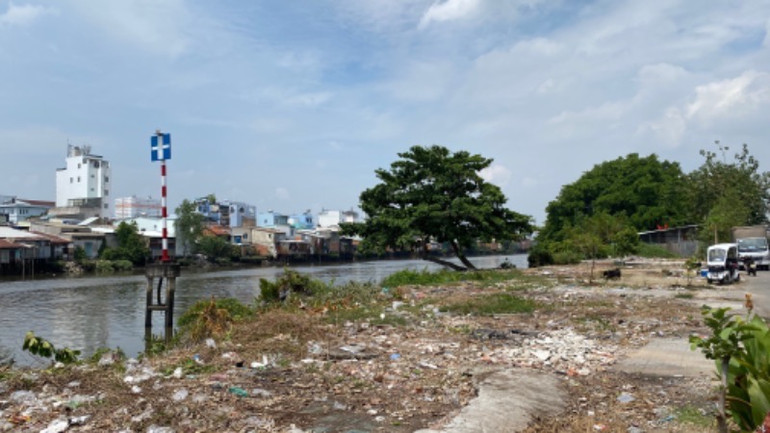 Một khu vực đã được giải tỏa, di dời tại kênh Đôi, Quận 8.
