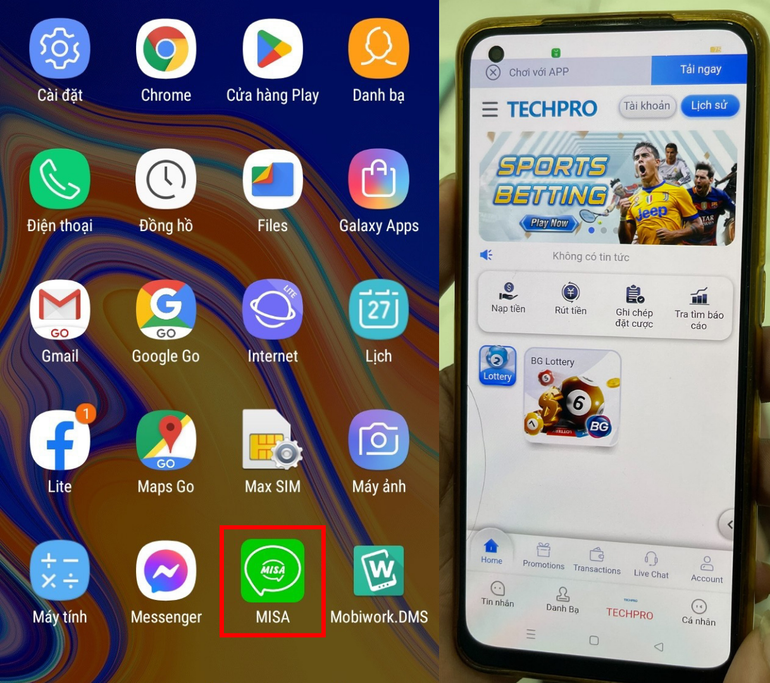 Hình ảnh ứng dụng di động giả mạo MISA yêu cầu nạp tiền lên hệ thống để mua “gói dữ liệu” nhằm lừa đảo chiếm đoạt tài sản.