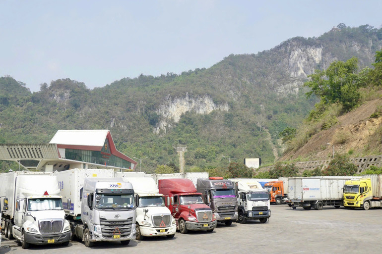 Các phương tiện xuất nhập khẩu tại Cửa khẩu quốc tế Hữu Nghị, tỉnh Lạng Sơn.