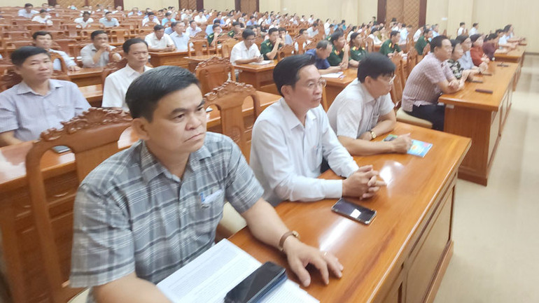 Các đại biểu dự hội nghị tại điểm cầu Tỉnh ủy Kiên Giang.