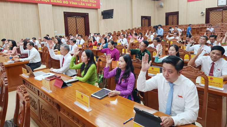 Các đại biểu biểu quyết thông qua nghị quyết.