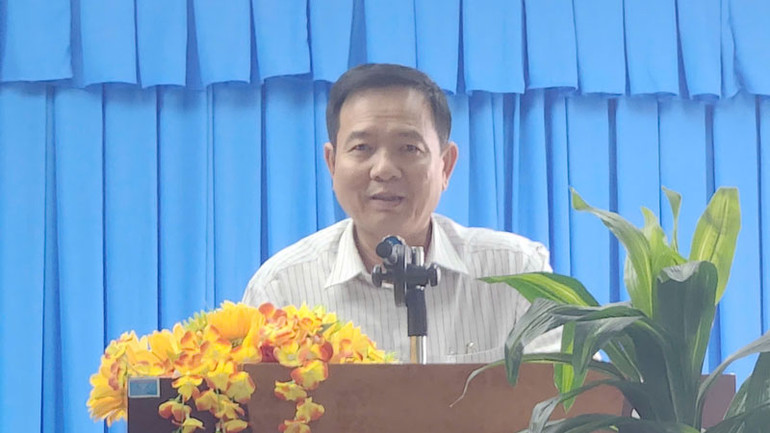 Giám đốc Sở Văn hóa và Thể thao Kiên Giang, ông Nguyễn Văn Sáu phát biểu tại buổi giao ban báo chí định kỳ.