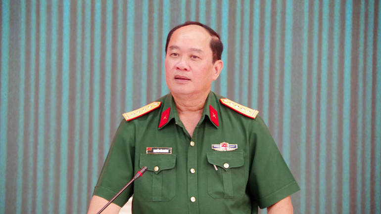 Đại tá Nguyễn Văn Ngành, Chỉ huy trưởng Bộ Chỉ huy Quân sự tỉnh Kiên Giang phát biểu.