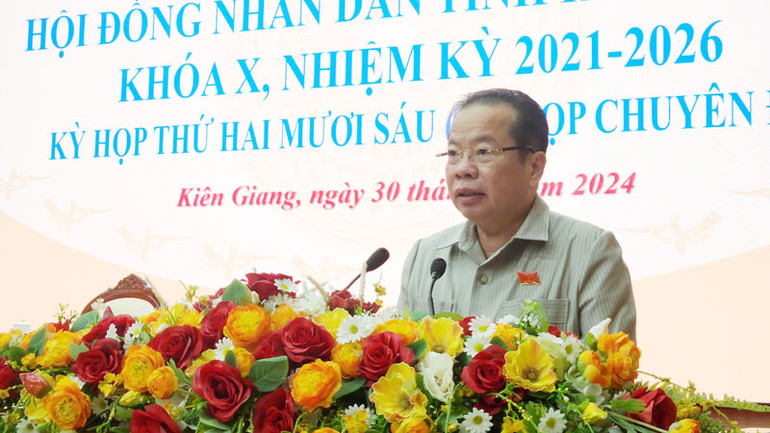 Chủ tịch Hội đồng nhân dân tỉnh Kiên Giang Mai Văn Huỳnh phát biểu bế mạc.