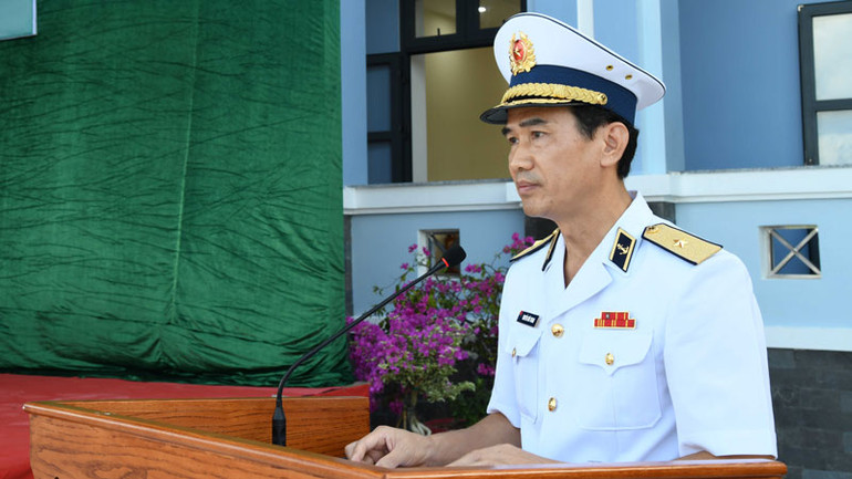 Chuẩn Đô đốc Nguyễn Hữu Thoan phát biểu tại buổi lễ.
