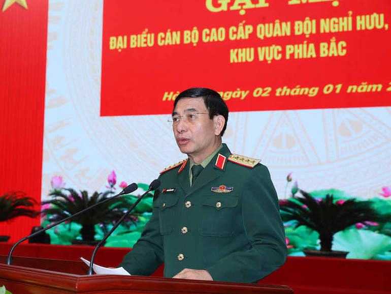 Đại tướng Phan Văn Giang phát biểu ý kiến tại buổi gặp mặt. (Ảnh: Trọng Đức) Đại tướng Phan Văn Giang phát biểu ý kiến tại buổi gặp mặt. (Ảnh: Trọng Đức)