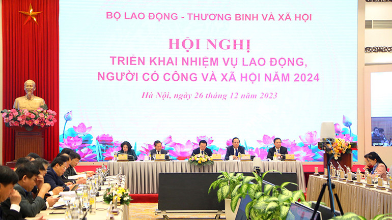 Quang cảnh Hội nghị triển khai nhiệm vụ lao động, người có công và xã hội năm 2024.