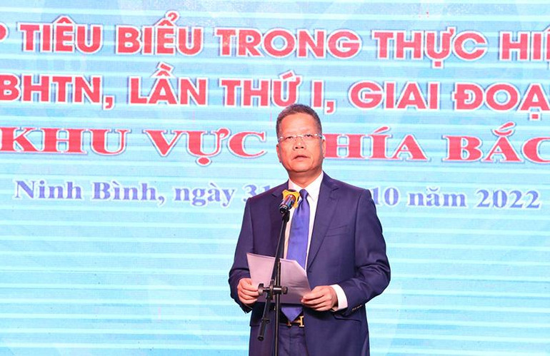 Phó Tổng giám đốc Bảo hiểm xã hội Việt Nam Trần Đình Liệu phát biểu tại chương trình. (Ảnh: VSS) Phó Tổng giám đốc Bảo hiểm xã hội Việt Nam Trần Đình Liệu phát biểu tại chương trình. (Ảnh: VSS)