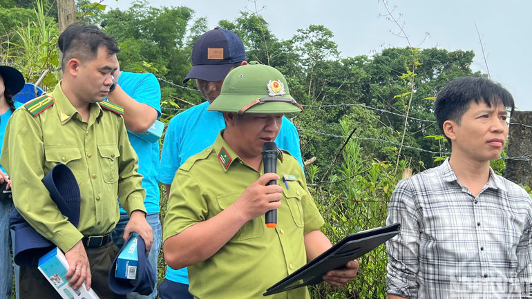 Ông Sùng A Vàng, Phó Ban Quản lý Khu Bảo tồn thiên nhiên Hang Kia-Pà Cò phát biểu tại sự kiện.