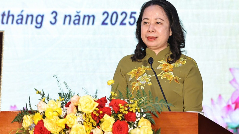 Phó Chủ tịch nước Võ Thị Ánh Xuân phát biểu tại buổi lễ.