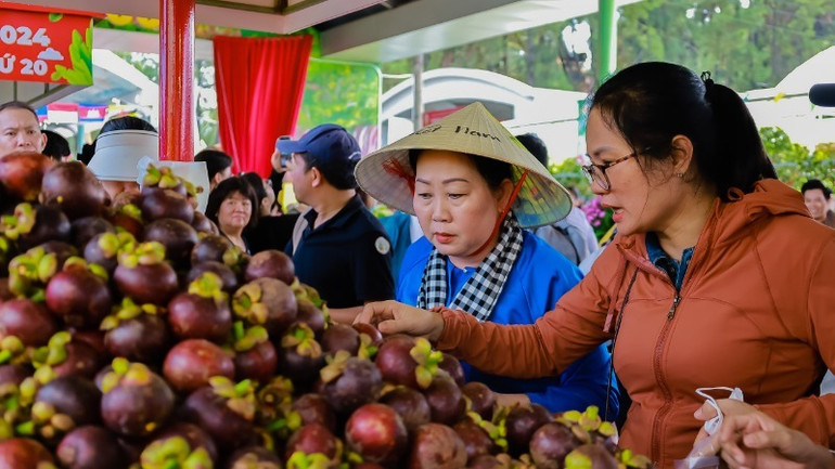 Gian hàng bán sản phẩm trái cây OCOP.
