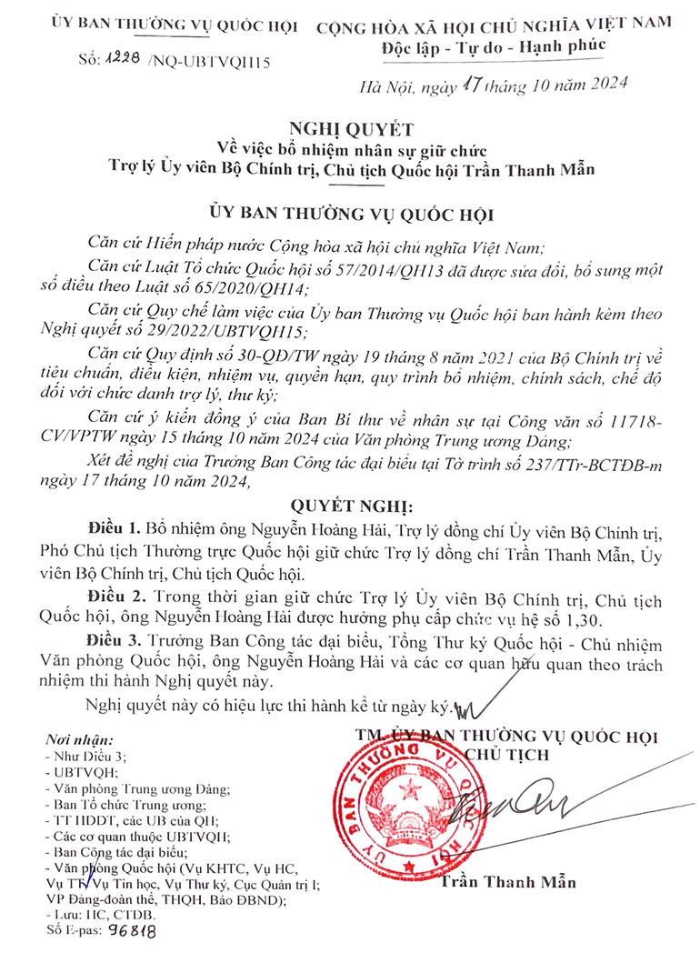 Nghị quyết số 1228/NQ-UBTVQH15