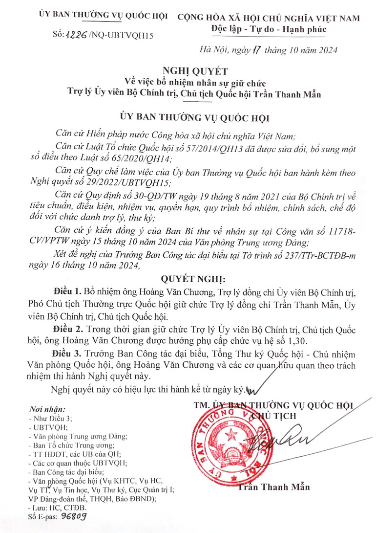 Nghị quyết số 1226/NQ-UBTVQH15