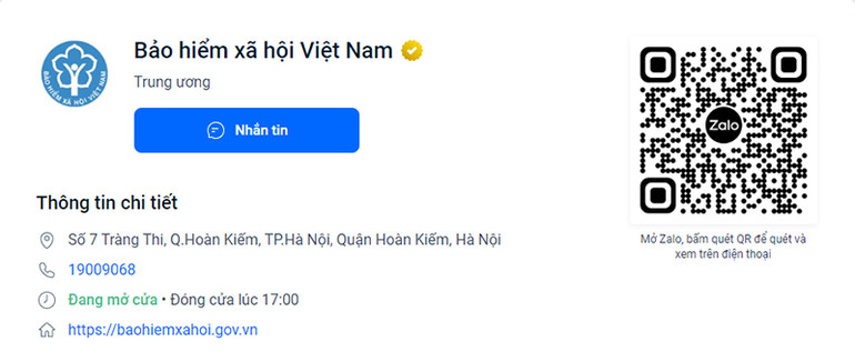 Fanpage Facebook và Zalo Official Account của Bảo hiểm xã hội Việt Nam.