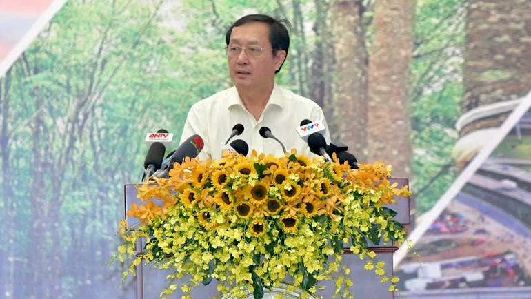 Bộ trưởng Khoa học và Công nghệ Huỳnh Thành Đạt phát biểu ý kiến tại Hội nghị. (Ảnh: THANH GIANG) Bộ trưởng Khoa học và Công nghệ Huỳnh Thành Đạt phát biểu ý kiến tại Hội nghị. (Ảnh: THANH GIANG)