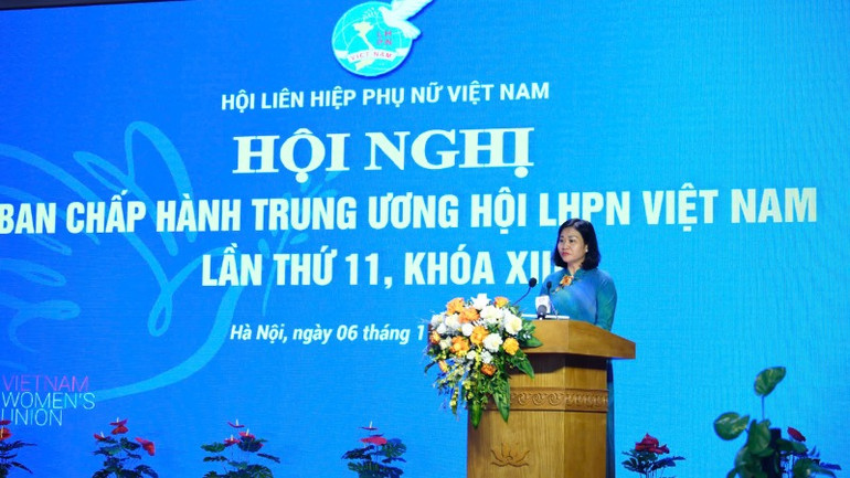 Chủ tịch Hội Liên hiệp Phụ nữ Việt Nam Nguyễn Thị Tuyến phát biểu nhận nhiệm vụ. Chủ tịch Hội Liên hiệp Phụ nữ Việt Nam Nguyễn Thị Tuyến phát biểu nhận nhiệm vụ.