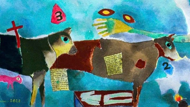 Một trích đoạn tranh của nhà thơ Nguyễn Quang Thiều. Một trích đoạn tranh của nhà thơ Nguyễn Quang Thiều.