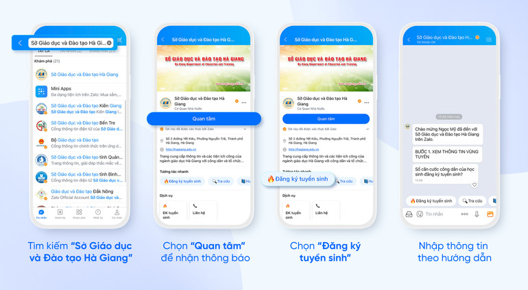 Trang Zalo Sở Giáo dục và Đào tạo Hà Giang được trang bị tính năng đăng ký cùng các hướng dẫn chi tiết.