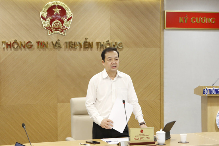 Thứ trưởng Thông tin và Truyền thông Phạm Đức Long phát biểu tại Hội nghị.