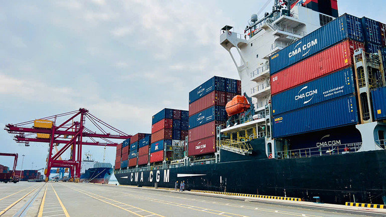 Bến cảng 5 vạn tấn đã được đầu tư, lắp đặt hệ thống cẩu chuyên dụng, hiện đại và công suất lớn để xếp dỡ container.