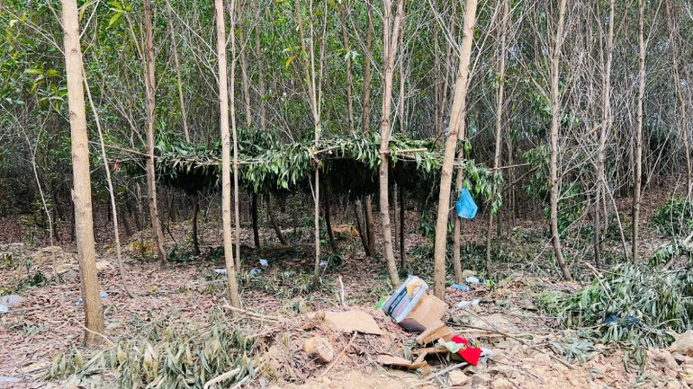 Các đối tượng dựng lều, trại để phục vụ việc khai thác đất, đá trái phép.