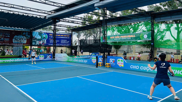 Các trận đấu ở Giải Pickleball – Tranh Cúp Trimico năm 2025 diễn ra sôi nổi.