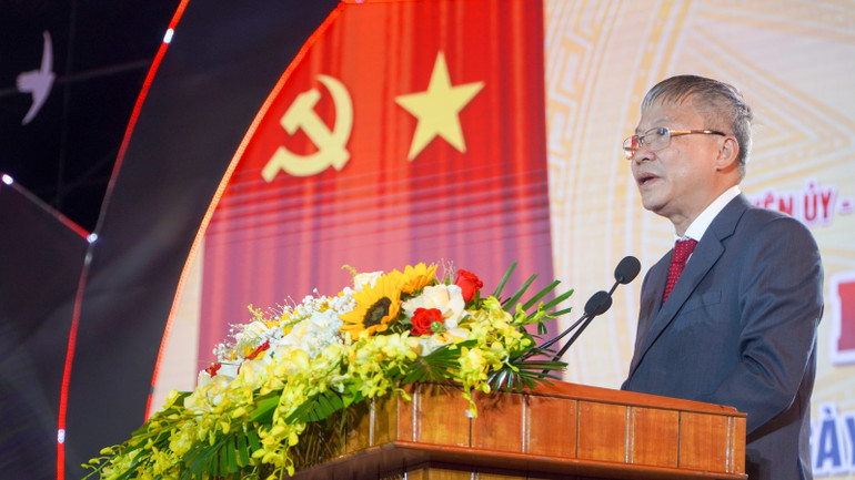 Phó Bí thư Thường trực Tỉnh ủy Quảng Nam Nguyễn Đức Dũng phát biểu tại lễ kỷ niệm.