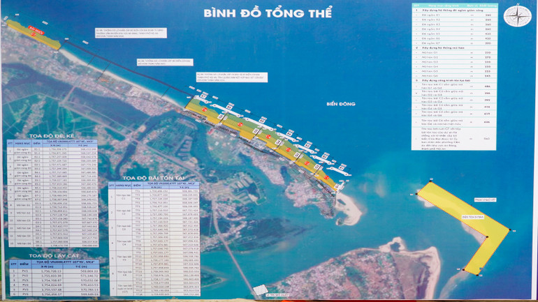 Bình đồ tổng thể Dự án Chống xói lở và bảo vệ bền vững bờ biển Hội An, tỉnh Quảng Nam.