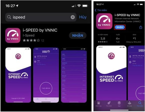 Ứng dụng i-speed trên nền tảng kho ứng dụng của App Store và CH Play.