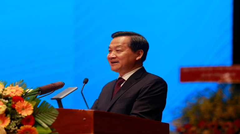 Phó Thủ tướng Chính phủ Lê Minh Khái phát biểu tại buổi lễ.