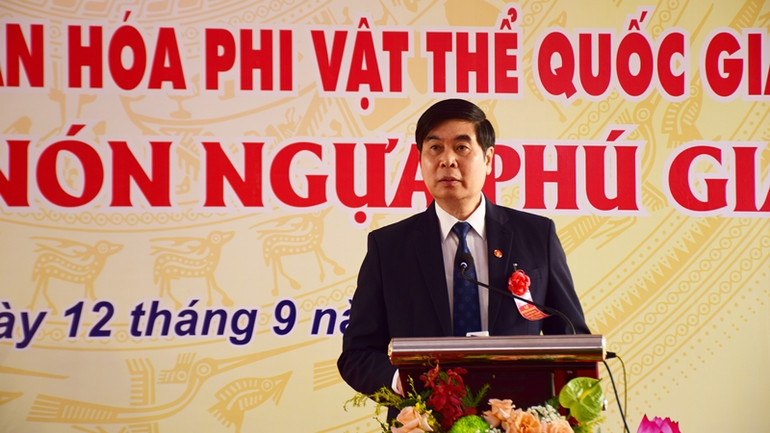 Phó Chủ tịch Ủy ban nhân dân tỉnh Bình Định Lâm Hải Giang phát biểu ý kiến tại buổi lễ.