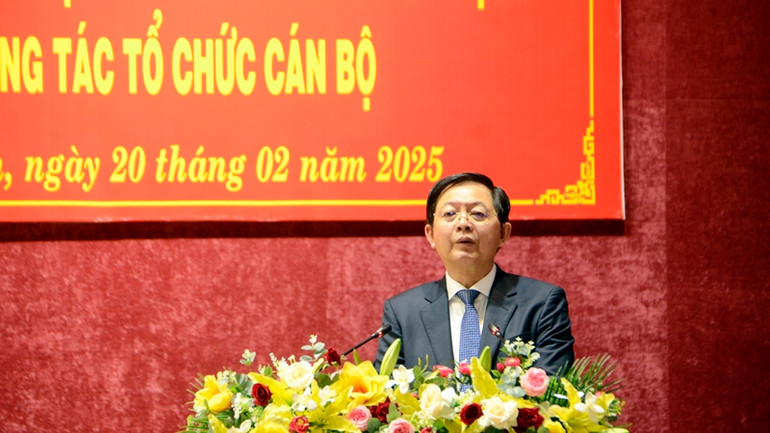 Đồng chí Hồ Quốc Dũng, Bí thư Tỉnh ủy Bình Định phát biểu tại hội nghị.