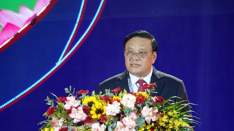 Phó Bí thư Tỉnh ủy Bình Định Lê Kim Toàn phát biểu tại lễ kỷ niệm.