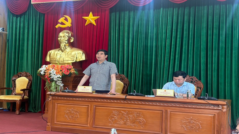 Phó Chủ tịch Ủy ban nhân dân tỉnh Bình Định Lâm Hải Giang phát biểu ý kiến tại buổi họp.