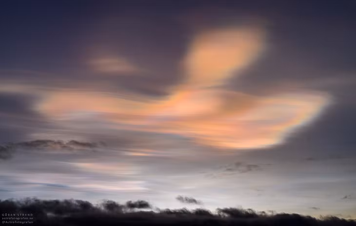 Mây tầng bình lưu vào ngày 26/1 ở Östersund, Thụy Điển. Ảnh: Göran Strand. Mây tầng bình lưu vào ngày 26/1 ở Östersund, Thụy Điển. Ảnh: Göran Strand.