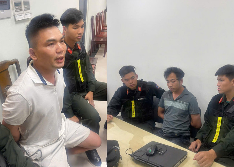 Đối tượng Hà Quang Sơn (trái) và Hoàng Văn Đông (phải) bị lực lượng chức năng bắt giữ. Đối tượng Hà Quang Sơn (trái) và Hoàng Văn Đông (phải) bị lực lượng chức năng bắt giữ.