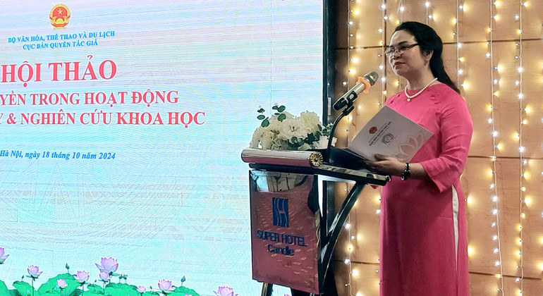 Phó Cục trưởng Cục Bản quyền tác giả Phạm Thị Kim Oanh phát biểu.